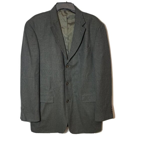 Oscar de la Renta Other - Oscar de la Renta Men Wool 3 Button Blazer Sport Coat Black 43 L Single Breasted